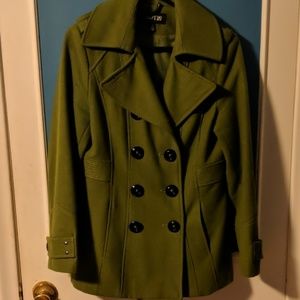 Olive Green Wool Peacoat